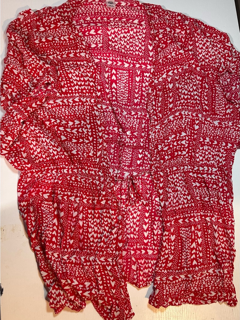 Victoria's Secret Red Heart-Print pull over blouse